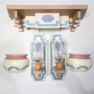 Southwestern Burwood 90s Plastic Decor Set - Wall Shelf, Sconces, Wall Pockets
